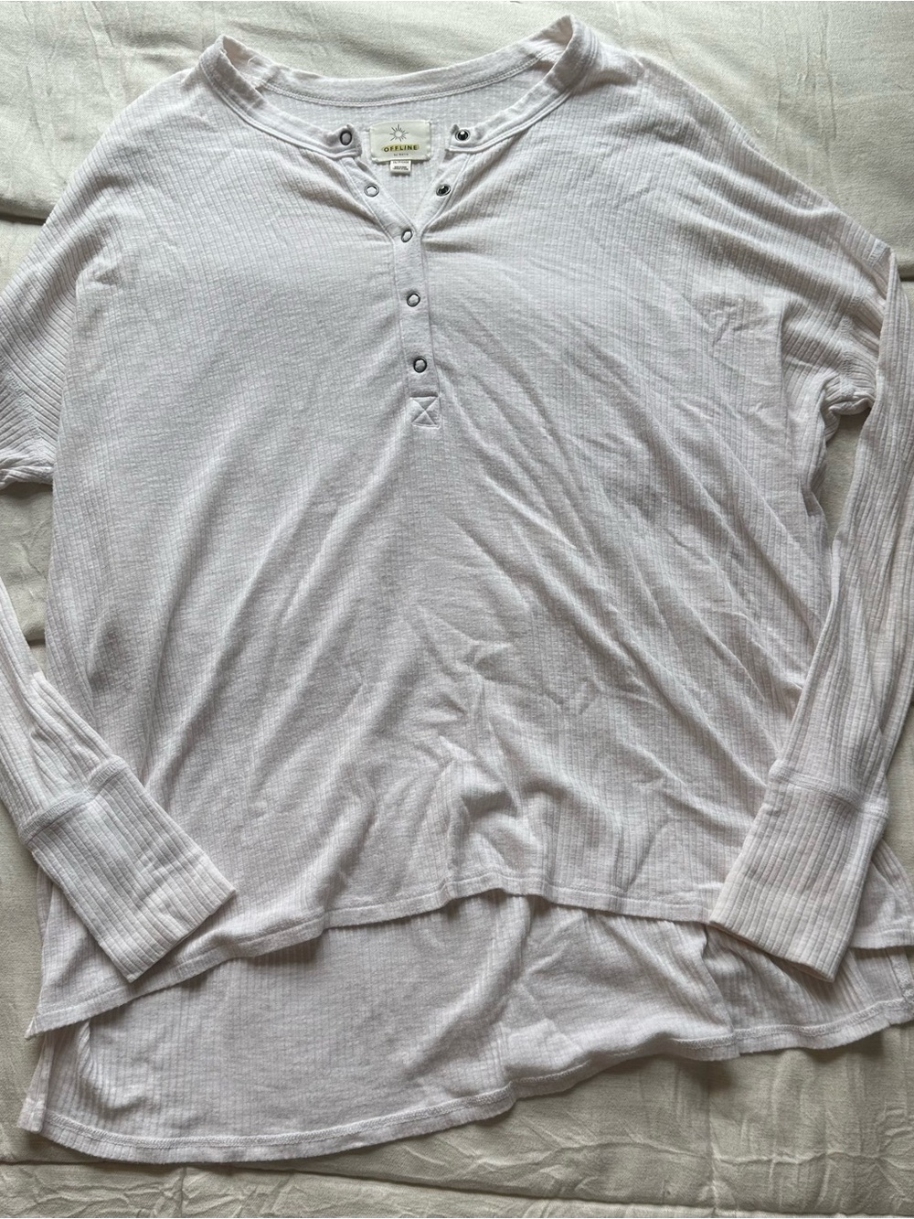 aerie Long Sleeve Henley Top in Light Lavender